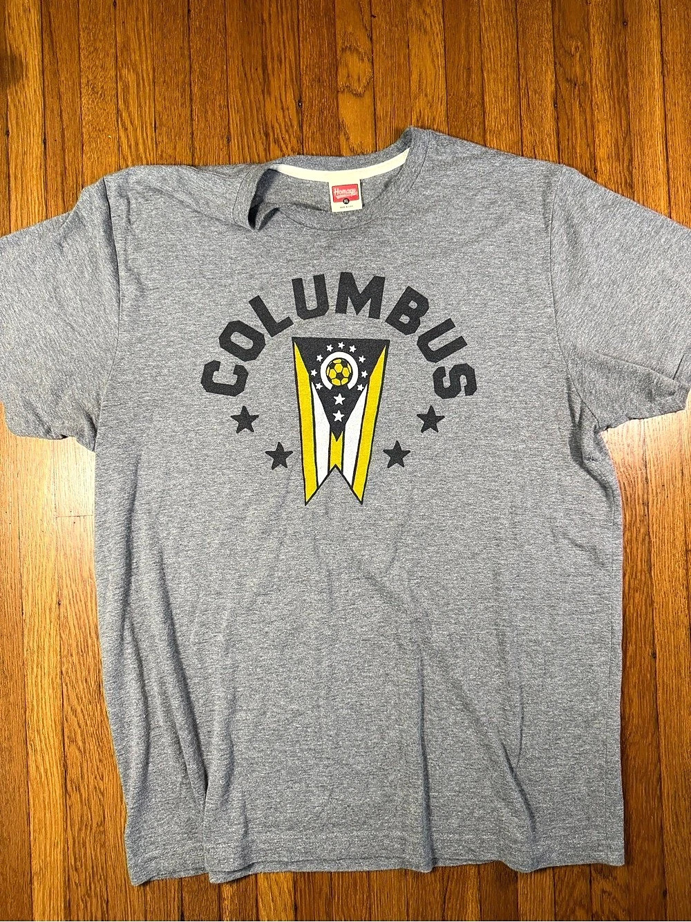 Homage Columbus Crew T-Shirt Tee Gray & Yellow XL